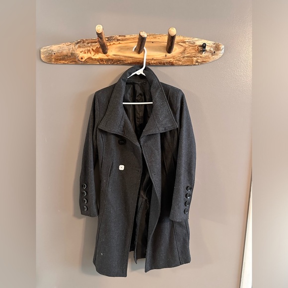 Eclectic Button Pea Coat - Forever 21 Small - Charcoal grey - military style - Picture 3 of 6